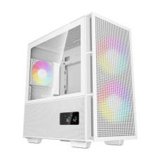 DeepCool CH360 Digital High Airflow mATX Case, 3x Pre-Installed aRGB Fan, Up to 360mm Radiator & 8x Fan Support, Digital Display, ABS + SPCC + Tempered Glass Materials, White | R-CH360-WHAPE3D-G-1